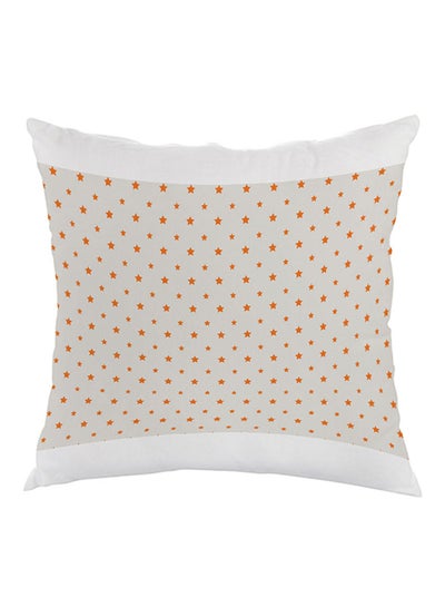 Buy Motif Of Small And Large Stars Printed Pillow White/Orange 40x40cm in Egypt