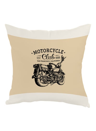 Buy Motorcycle Printed Pillow Beige/Black/White 40 x 40cm in Egypt