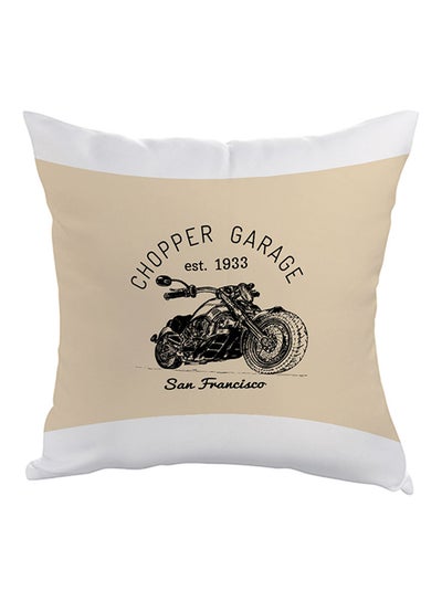 Buy Motorcycle Printed Pillow Beige/Black/White 40 x 40cm in Egypt