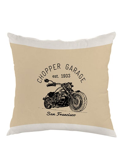 Buy Motorcycle Printed Pillow Beige/Black/White 40 x 40cm in Saudi Arabia