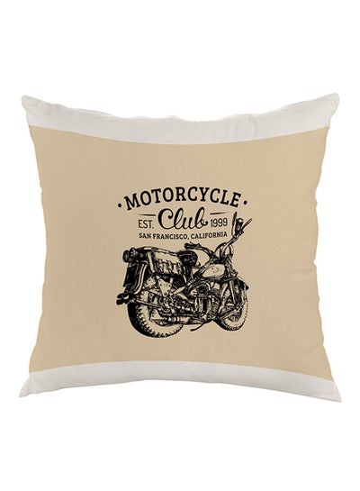 Buy Motorcycle Printed Pillow Beige/Black/White 40 x 40cm in Saudi Arabia