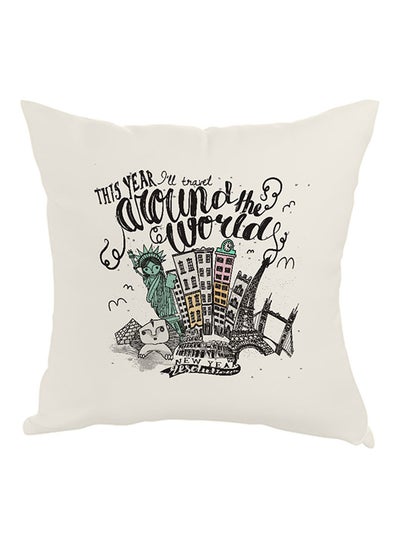 Buy New Year Printed Pillow White/Black 40 x 40cm in Egypt