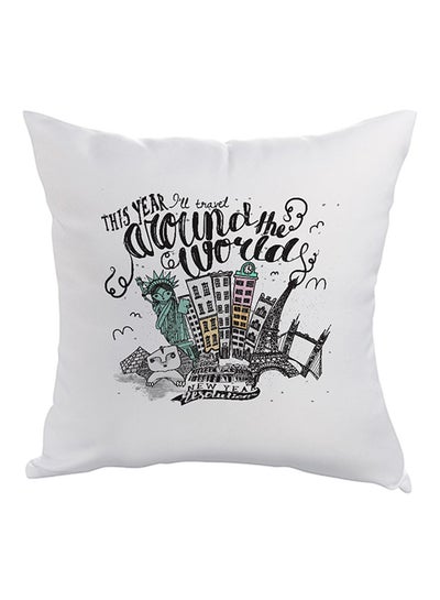 Buy New Year Printed Pillow White/Black 40 x 40cm in Egypt