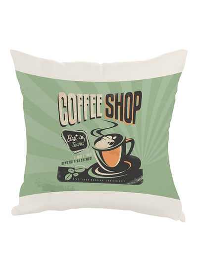 Buy Old Coffee Shop Printed Pillow Green/White/Black 40 x 40cm in Saudi Arabia