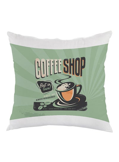 Buy Old Coffee Shop Printed Pillow Green/White/Black 40 x 40cm in Egypt