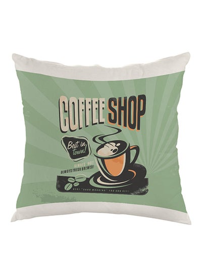 Buy Old Coffee Shop Printed Pillow Green/White/Black 40 x 40cm in Egypt