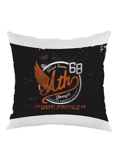 Buy Old Slogans Printed Pillow Black/White/Orange 40 x 40cm in Egypt