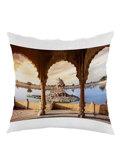 Buy Painting Printed Pillow Blue/Brown/White 40 x 40cm in Egypt