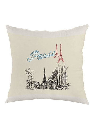 Buy Paris Eiffel Tower Printed Pillow Beige/Black/Red 40 x 40cm in Saudi Arabia