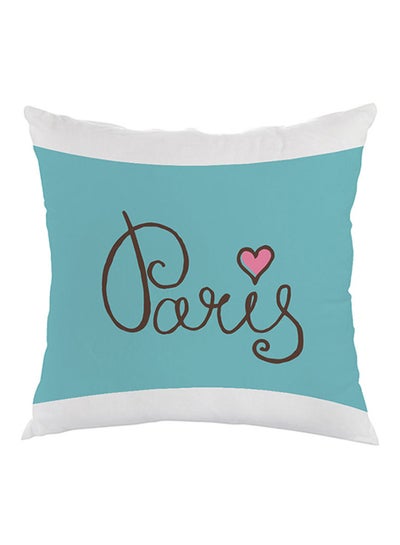 Buy Paris Printed Throw Pillow Blue/Brown/White 40x40cm in Saudi Arabia