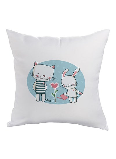 Buy Plant Love Printed Pillow Off White/Blue/Pink 40 x 40cm in Saudi Arabia