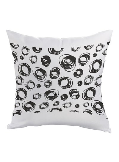 Buy Random Lines Printed Throw Pillow White/Black 40x40cm in Saudi Arabia