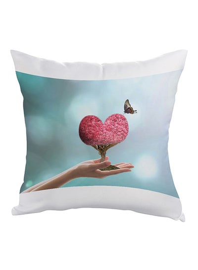 Buy Romantic Heart Printed Pillow Blue/Pink/White 40x40cm in Egypt