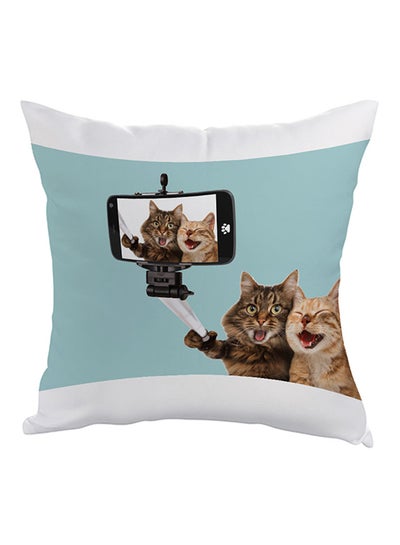 Buy Silvie Picture Cats Printed Pillow Blue/Brown/Black 40x40cm in Egypt