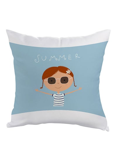 Buy Summer Printed Pillow Blue/White/Beige 40 x 40cm in Egypt