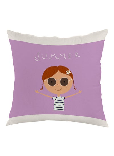 Buy Summer Printed Pillow Purple/White/Beige 40 x 40cm in Egypt