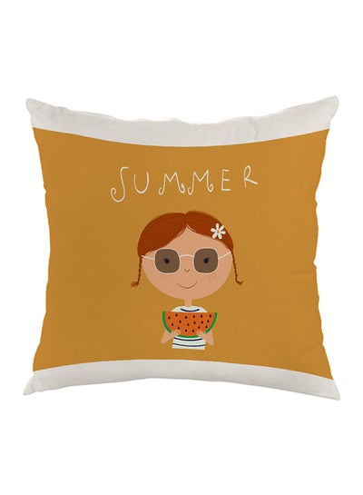 Buy Summer Printed Pillow Brown/White 40 x 40cm in Egypt