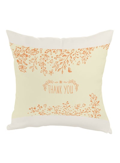 Buy Thank You Printed Pillow Beige/White/Orange 40 x 40cm in Egypt