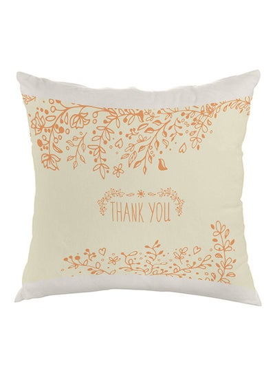 Buy Thank You Printed Pillow Beige/White/Orange 40 x 40cm in Egypt