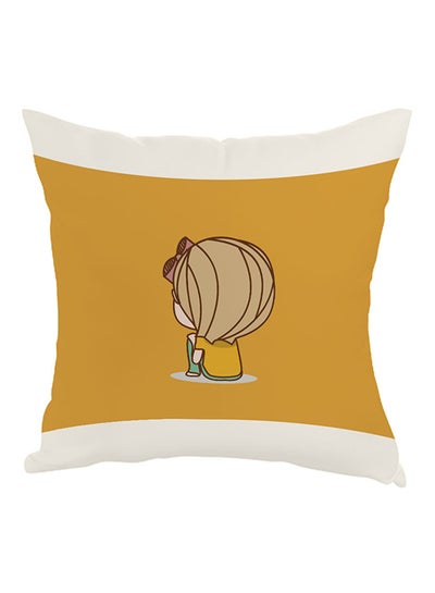 Buy Time To Think Printed Pillow Yellow/White/Green 40 x 40cm in Egypt