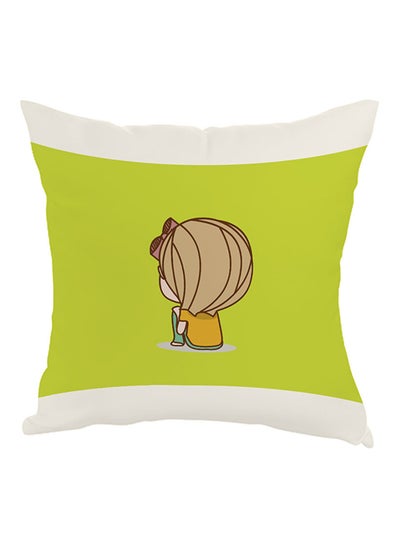 Buy Time To Think Printed Pillow Green/Yellow/White 40 x 40cm in Egypt