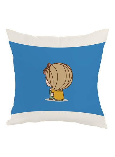 Buy Time To Think Printed Pillow Blue/Yellow/White 40 x 40cm in Egypt