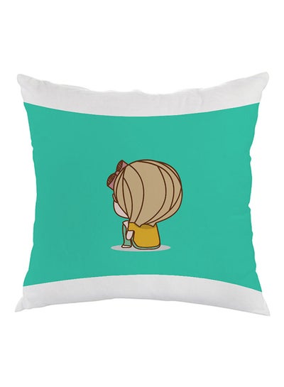 Buy Time To Think Printed Pillow Blue/Yellow/White 40 x 40cm in Egypt