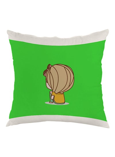 Buy Time To Think Printed Pillow Green/Yellow/White 40 x 40cm in Egypt