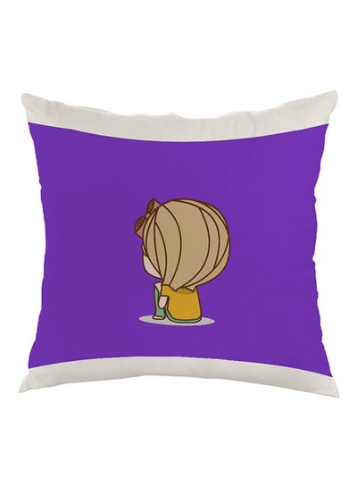 Buy Time To Think Printed Pillow Purple/White 40x40cm in Egypt