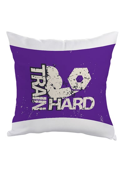 Buy Train Hard Printed Pillow Purple/White 40 x 40cm in Egypt