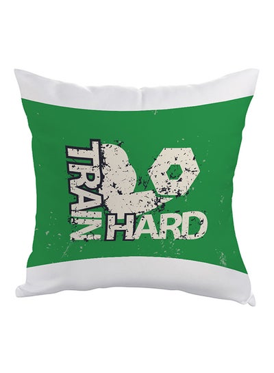 Buy Train Hard Printed Pillow Green/White 40 x 40cm in Egypt