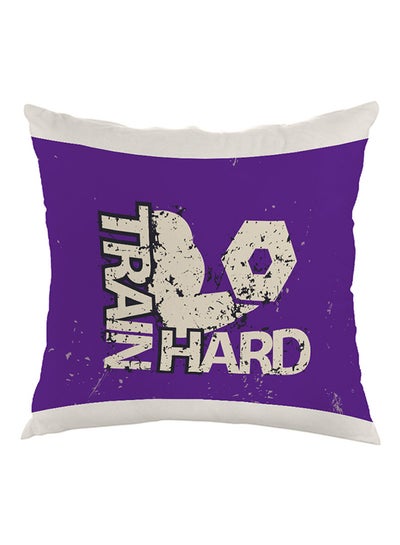 Buy Train Hard Printed Pillow White/Purple 40 x 40cm in Egypt