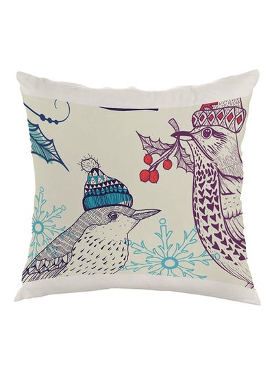 Buy Winter Season Printed Pillow cover velvet White/Blue/Red 40 x 40cm in Egypt