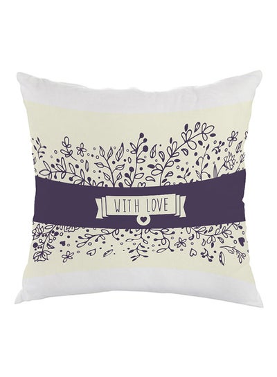 اشتري With Love Printed Pillow cover velvet Yellow/Purple/White 40 x 40cm في مصر