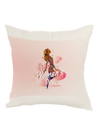 Buy Women's Day Printed Pillow cover Pink/White/Yellow 40x40cm in Egypt