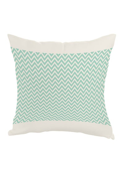 Buy Zigzag Lines Printed Throw Pillow cover Green/White 40 x 40cm in Egypt