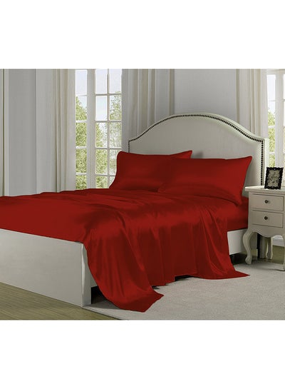 Buy 4-Piece Sheet Set Burgundy Super King in Saudi Arabia