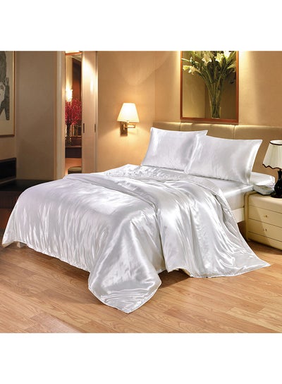 Buy 3-Piece Duvet Set White Single in Saudi Arabia