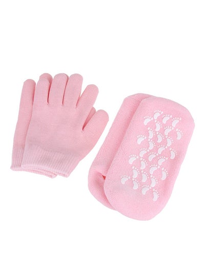 Buy Reusable SPA Gel Socks And Gloves Pink/White in Egypt