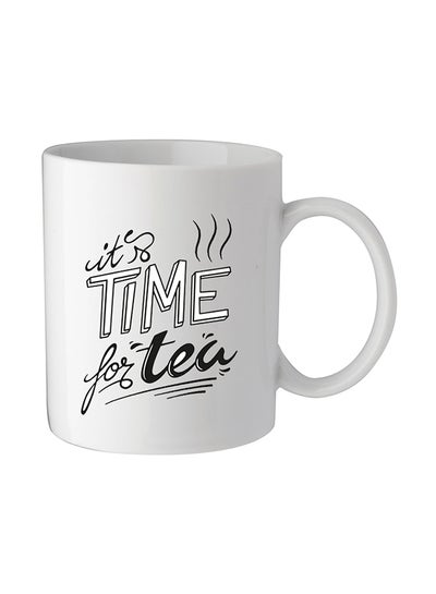 Buy It's Time For Tea Printed Mug White/Black in UAE