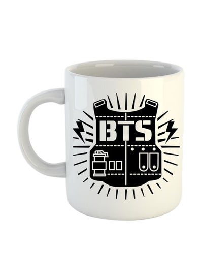 Buy BTS Logo Printed Mug White/Black 11.5x10.5x10.5centimeter in UAE