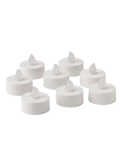 Buy 8-Piece LED Tea Light Candle Set White in Saudi Arabia