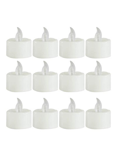 Buy 12-Piece LED Tea Light Candle Set White 2.3x3.7cm in Saudi Arabia