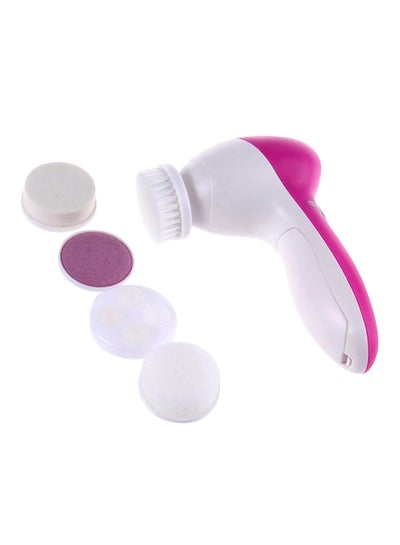 Buy 5-In-1 Facial Cleansing Massager Pink/White in Saudi Arabia