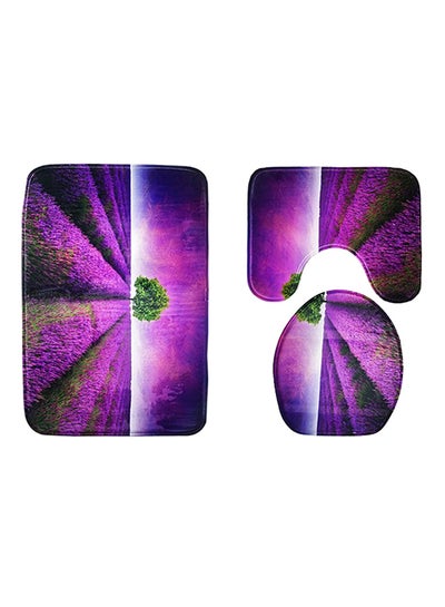 Buy 3-Piece Toilet Mat Set Purple/Green in Saudi Arabia