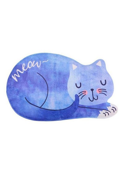 Buy Cat Designed Doormat Blue/White 60x40cm in Saudi Arabia