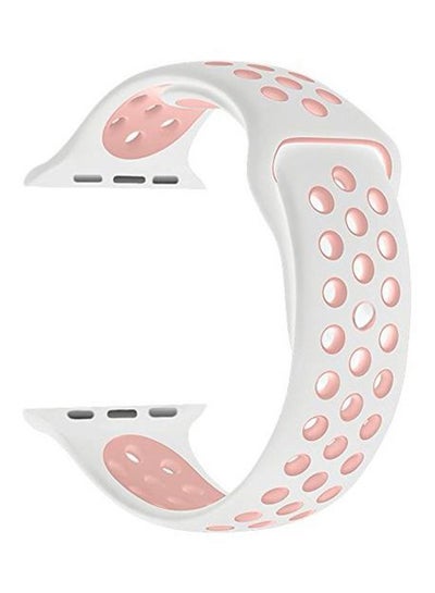 Buy Replacement Band For Apple Watch Series 3/2/1 Sport Edition Pink/White in UAE