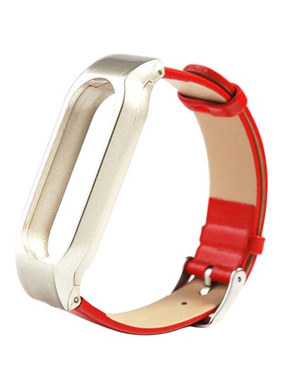 Buy Genuine Leather Replacement Wrist Band For Mi 2 Red/Silver in UAE