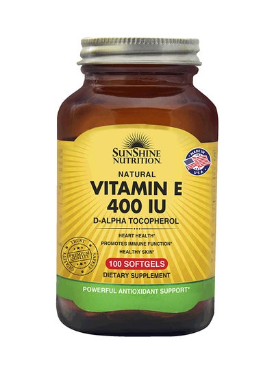 Buy Vitamin E D-Alpha Tocopherol Dietary Supplement 100 Softgels in Saudi Arabia