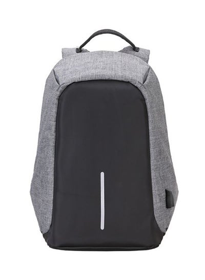 Buy Anti Theft Backpack With USB Charging Port Grey/Black in Saudi Arabia